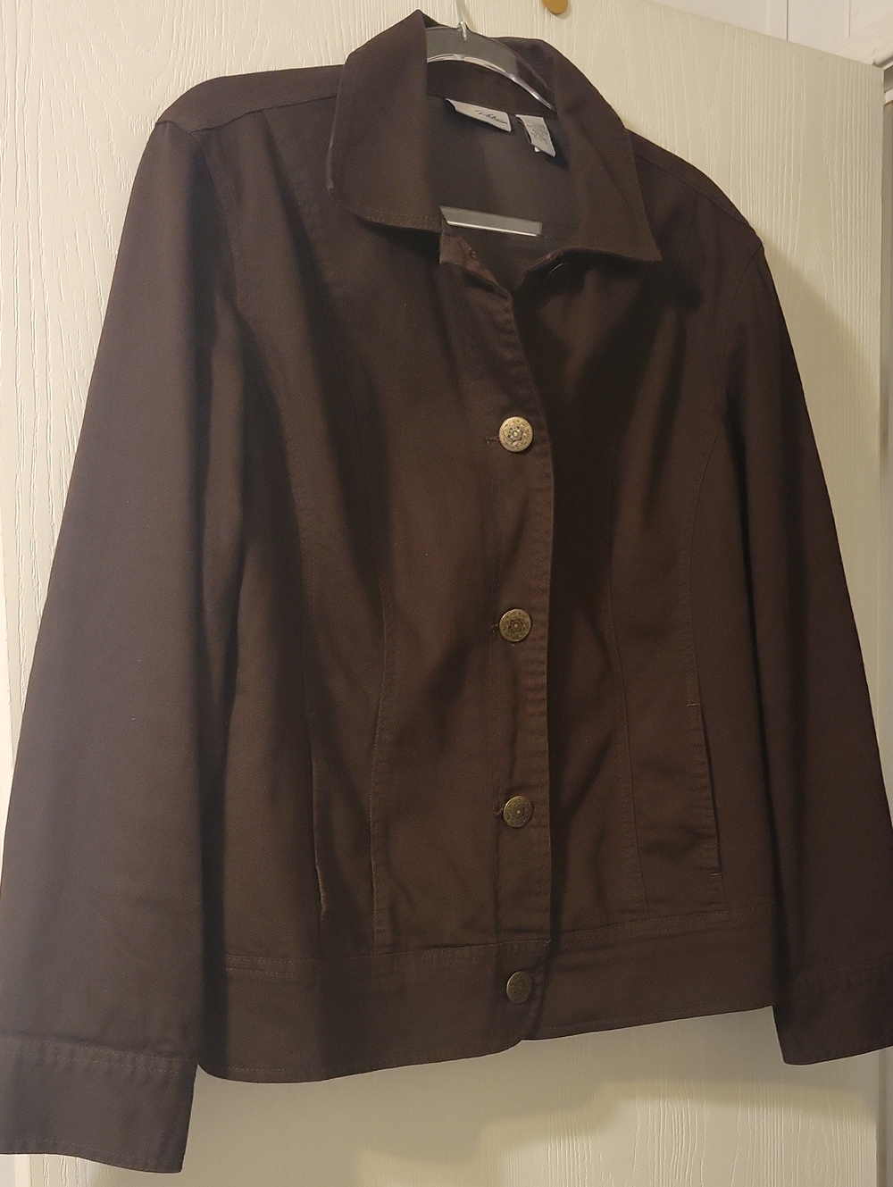 Vintage Chico's Brown Lightweight Button-Front Jacket With Bling!